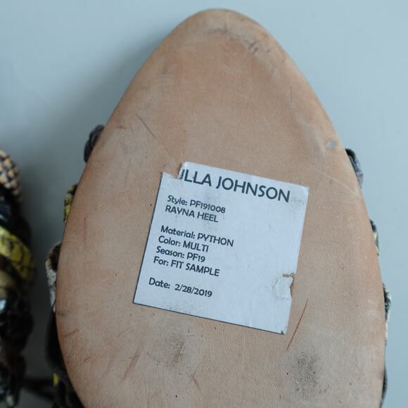 Ulla Johnson Rayna Snake-Print Leather Strappy Block Heel Sandals - Picture 12 of 13